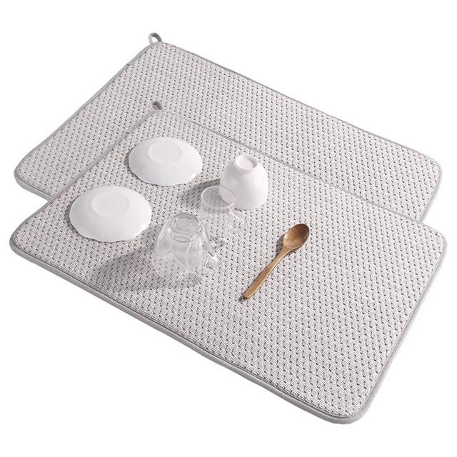 Jumbo Dish Drying Mat, (28 x 17), Sage Green, Ultra Absorbent, Microfiber  Dish Mat for Dishes Drying, Fabric Absorbent Drying Mat for Dishes