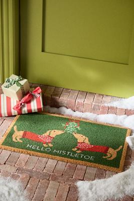 Mistletoe Dog Coir Printed Doormat