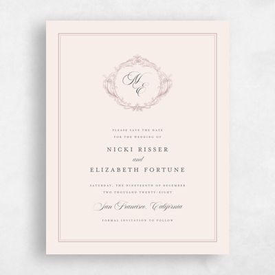 Grayed Mauve, Pink Wedding Save the Date - Leonid Classic