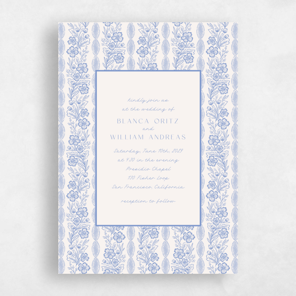 Ariadne Classic | Dark Pastel Blue | Zola Wedding Invitations