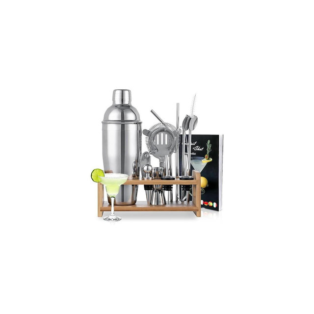 Premium 15-Piece Stainless Steel Cocktail Shaker Set Bar Tools Set 750ml/25oz Bartender Kit For Home Bar Party
