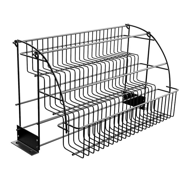 Pull Down Spice Rack, 3-Tier Large Capacity Cabinet-mounted Organizer, Metal Retractable Shelf with Heightened Guardrail & Enlarged Mounting Plate, for Inside Kitchen Cabinet and Pantry Storage