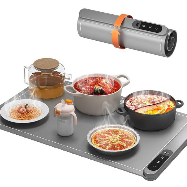 Food Warming Mat, Upgrade Graphene Electric Warming Tray, Fast Full Surface Heating Mat with 6 Level Adjustable Temperature and 6 Hours Timer, Silicone Food Warmers for Gatherings,Parties,Everyday Use