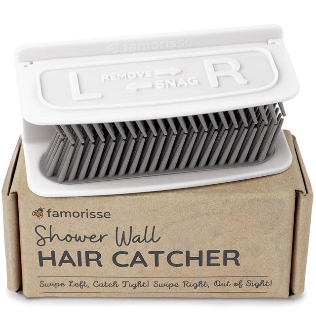 Large Shower Wall Hair Catcher, White Drain Hair Catcher with Silicone Bristle, Hair Trapper, Shower Drain Collector, Hair Grabber, Hair Tub Porcupine, Hair Drain Catcher, Bathtub Protector FAMORISSE
