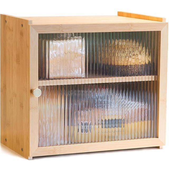 ETMI Bread Box for Kitchen Countertop - extra Large Bread box Wooden Famhouse Bread Storage Bin