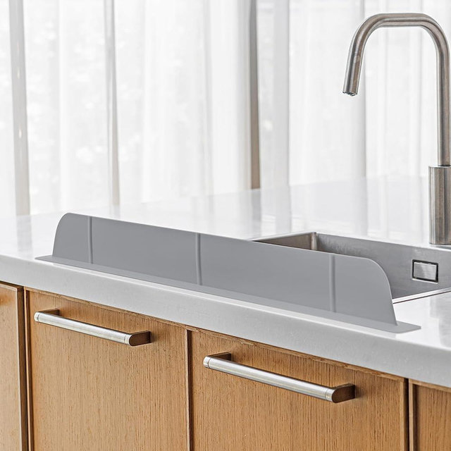 30 inch(75cm) Premium Kitchen Sink Silicone Water Splash Guard SIZE UPGRADE 30" and new package - NO Suction Cups, Ultra Wide 30" - Made in Korea (Ultra Wide Eco Gray)