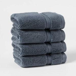 Home: 4pk Spa Plush Washcloth Set Slate Blue - Threshold