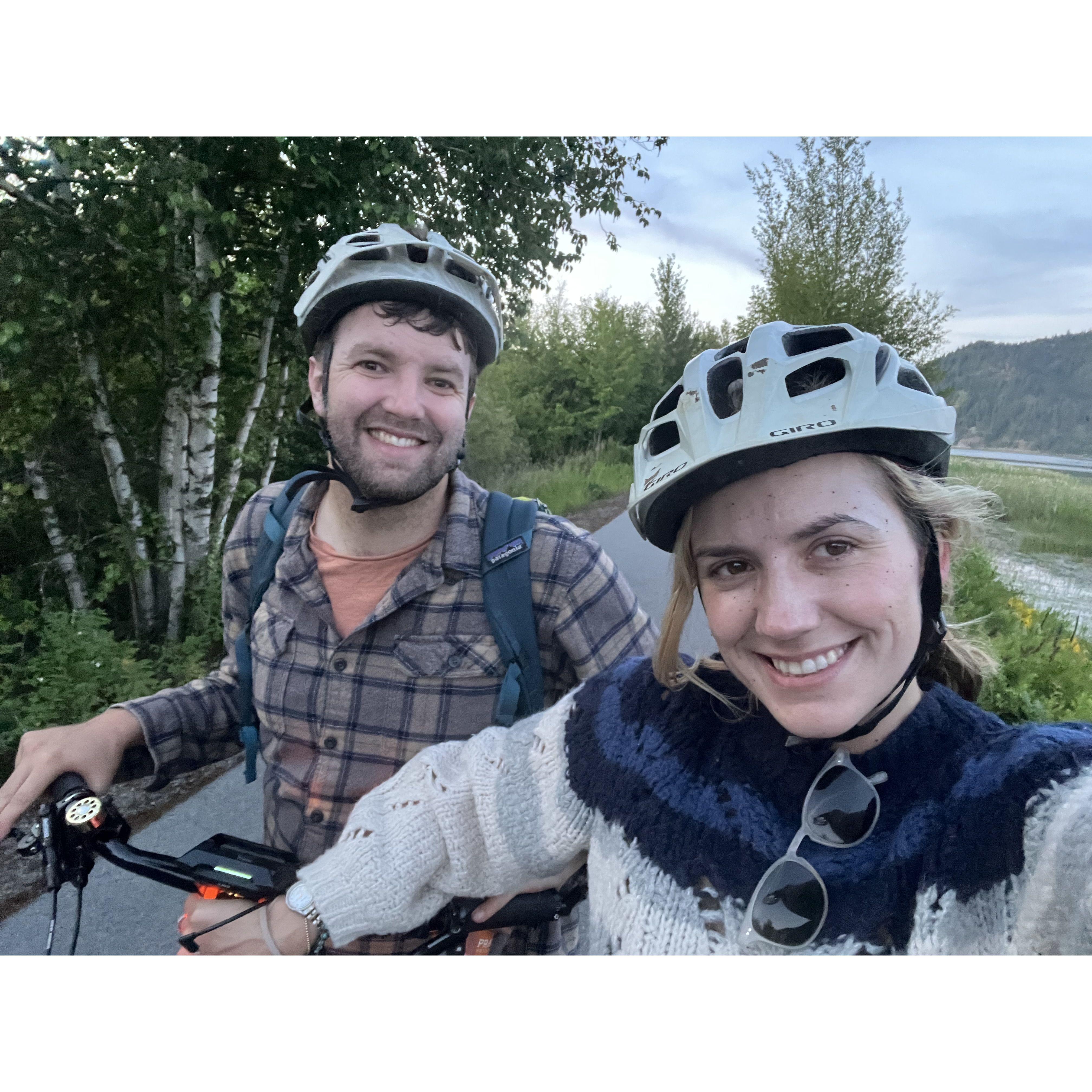 Biking at Lake Coeur d'Alene in Northern Idaho.