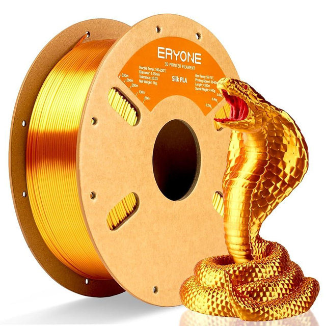 ERYONE Silk PLA Filament for 3D Printer 1.75mm +/- 0.03mm, Shiny Filament 1kg (2.1lbs)/Spool, Liquid Gold