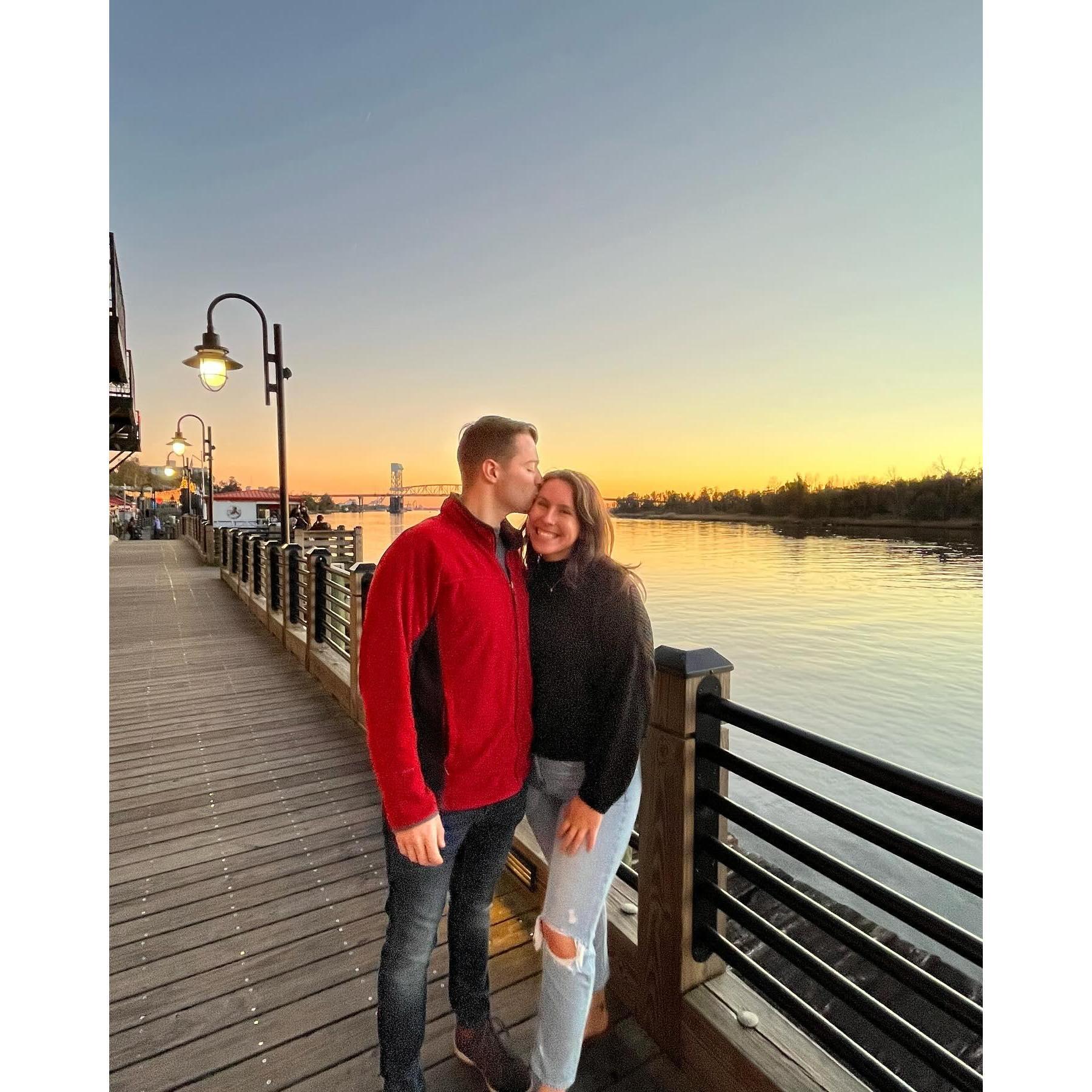 Little did they know, they'd be getting engaged in this same spot a few years later (Riverwalk in downtown Wilmington)