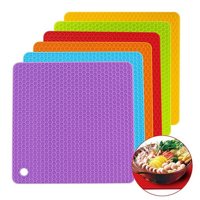 6 Pack Silicone Trivet Mat, Silicone Trivets for Hot Pots and Pans, Multipurpose Non-Slip & Heat Resistant Silicone Hot Pad for Kitchen Counter