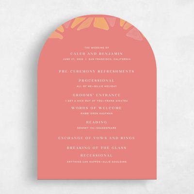 Pink Arch Wedding Program - Barcelona