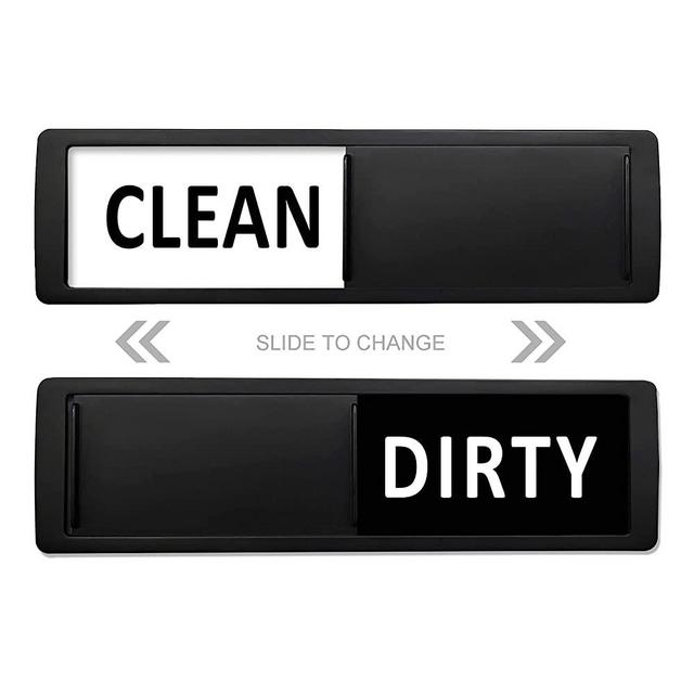Dishwasher Magnet Clean Dirty Sign, Non-Scratching/Super Strong Soft Magnet with Double-Sided Adhesives/Easy to Read & Slide for Kitchen/Dishwasher/Fridge/Laundry/Washing Machine (Black & White)