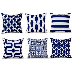Top Finel Square Decorative Throw Pillow Cases Soft Microfiber Outdoor Cushion Covers 18 X 18 For Sofa Bedroom, Set of 6, Navy
