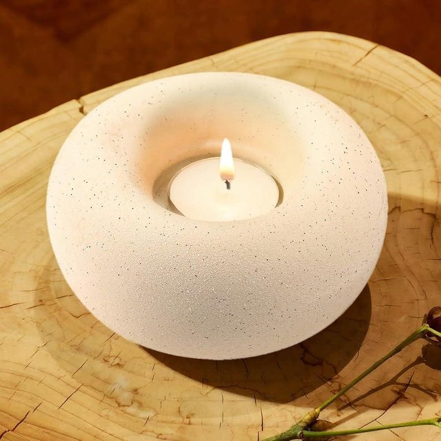 Zormon Tea Light Candle Holders, Tealight Candle Holder, Larger Ceramic Boho Votive Candleholders in Beige, Farmhouse Rustic Home Table Centerpiece Decor for Wedding, Living Room, Christmas, Parties