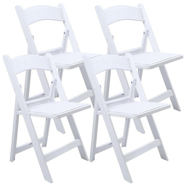 aoole White Resin Folding Chair with Cushion & Backrest,700LB Weight Capacity Event Chair,Indoor/Outdoor Lightweight Foldable Chair for Meeting Room/Party/Hotel/Garden