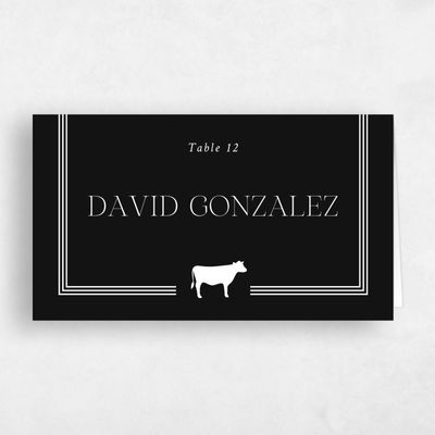 Black Typography Wedding Place Card - Teagan Beef