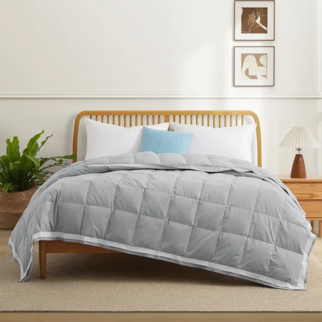 Puredown Luxurious Lightweight Cooling Down Blanket, Summer Breathable Comforter for Hot Sleeper, Gray, 106" x 90"
