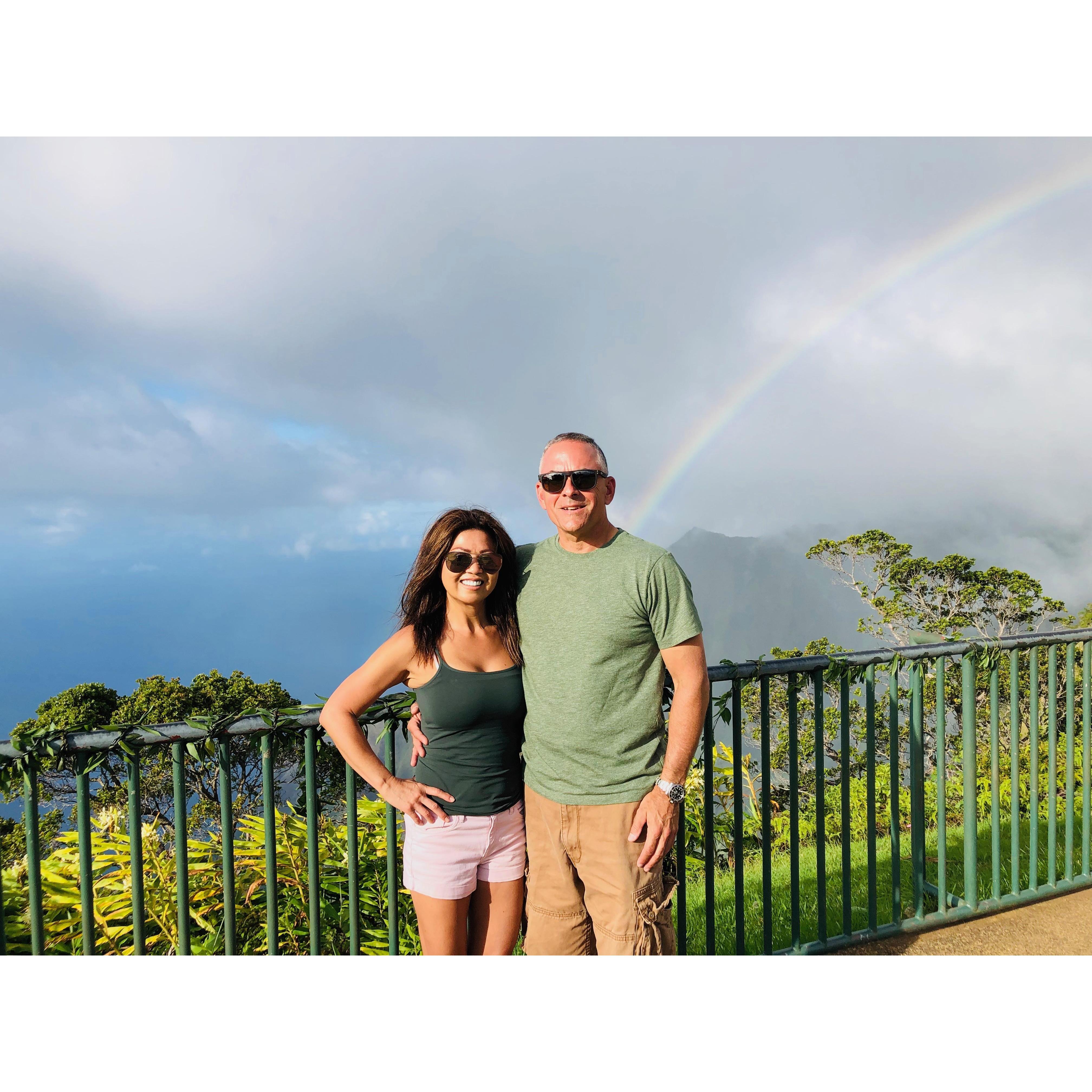 A pot of gold was found at the end of the rainbow in the Na Pali Coast, Kauai