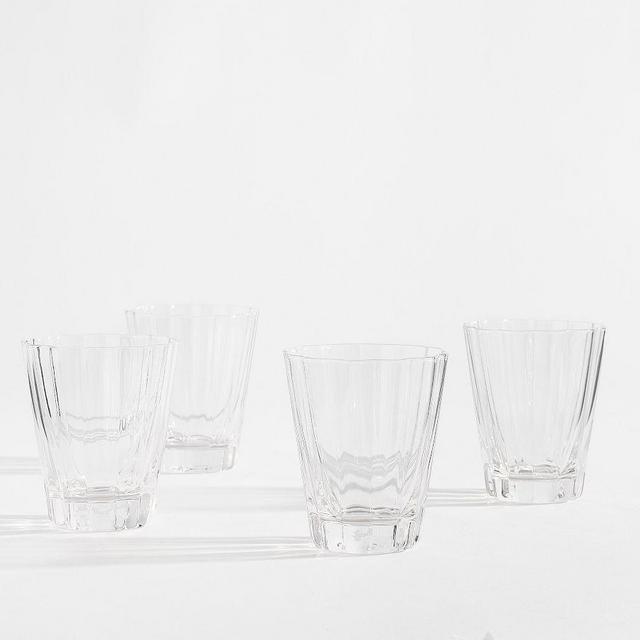 Fluted Short Drinking Glasses, Set of 4 - Clear