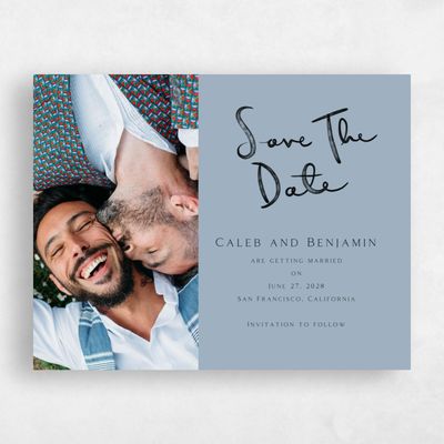 Powder Blue Wedding Save the Date - Dunluce Photo