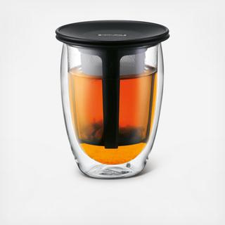 Tea For One 12 Oz. Double Wall Glass And Tea Strainer