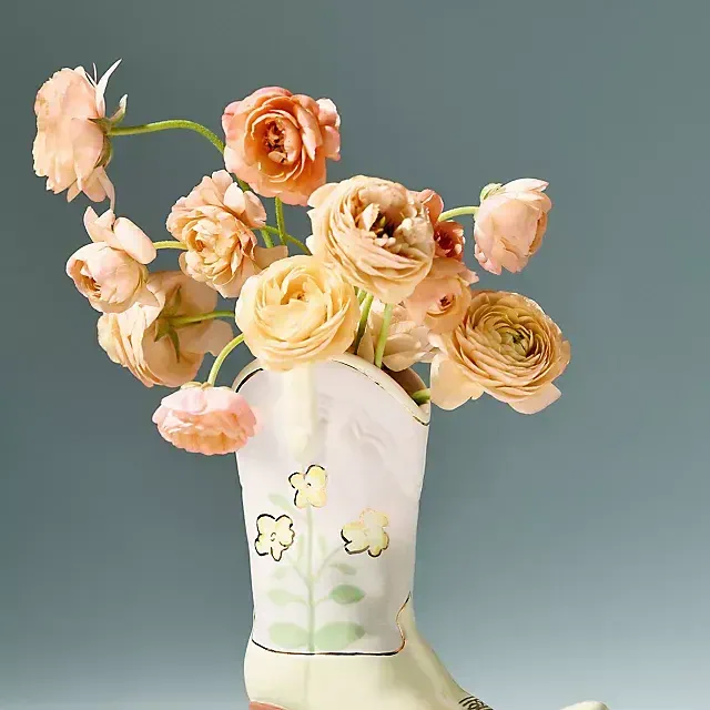 Ruby Clay Cowboy Boot Vase