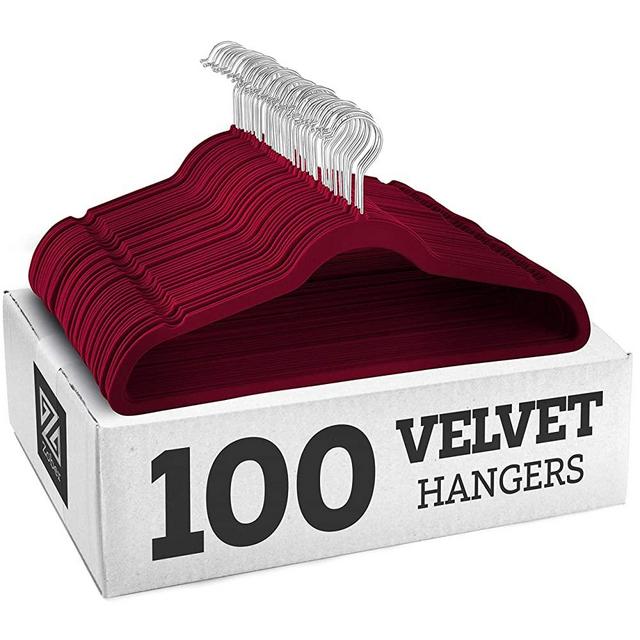 ZOBER Nonslip Velvet Hangers - Suit Hangers (100-pack) Ultrathin Space-Saving 360-Degree-Swivel Hook Strong and Durable Clothes Hangers Hold Up-to 10 lb, for Coats, Jackets, Pants, Dress Clothes