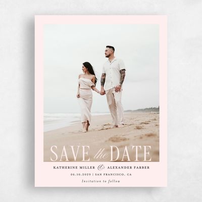 Lightest Blush, Pink Wedding Save the Date - Dove Photo
