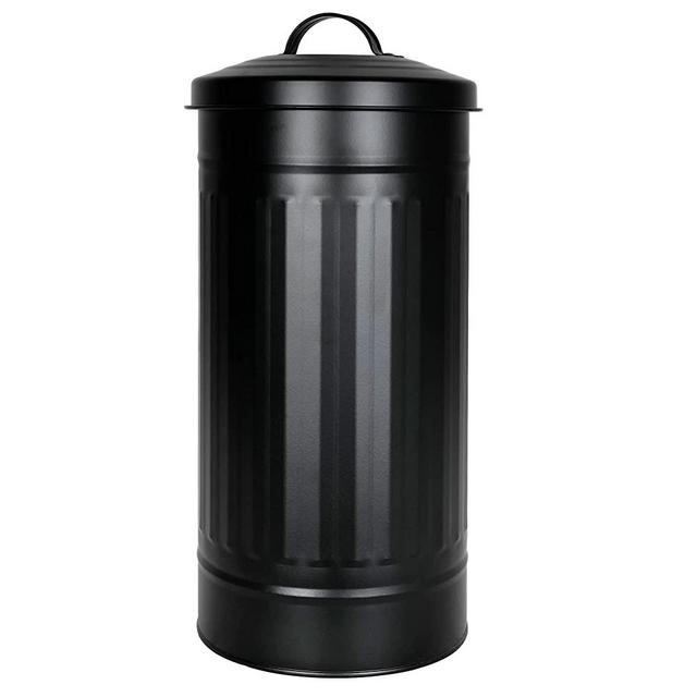 Autumn Alley Black Toilet Paper Reserve Holder Canister with Lid – Vertical Rustproof Free-Standing Farmhouse Metal Toilet Tissue Caddy for 3 Mega Rolls, Rustic Behind/Beside Toilet Storage Stand