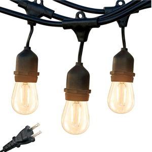 Brightech Ambience Pro - Waterproof LED Outdoor String Lights - 15 Hanging, Dimmable 2W Vintage Edison Bulbs - 48 Ft Commercial Grade Patio Lights Create Cafe Ambience in Your Backyard