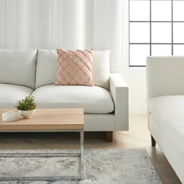 Kathy Ireland Pin-tuck Textured Modern Farmhouse Cotton Throw Pillow