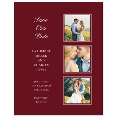 Burgundy, Red Wedding Digital Save the Date - Abbey Strip