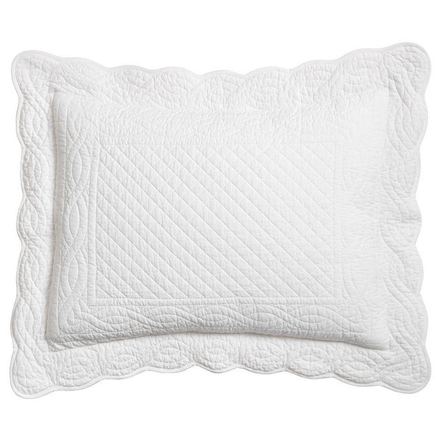 Heirloom Scallop Quilted Shams, Standard, White, Set of 2