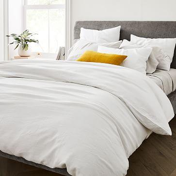 Belgian Flax Linen Duvet Cover & Shams (White)