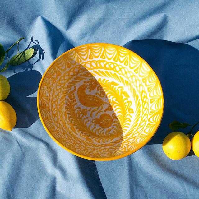 Large bowl with hand painted designs