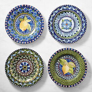 Sicily Ceramic Salad Plates, Set of 4, Mixed Green