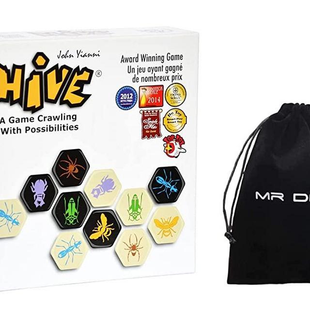 Hive Board Game - A Game Crawling with Possibilities Bundle with Mr Dice Drawstring Bag