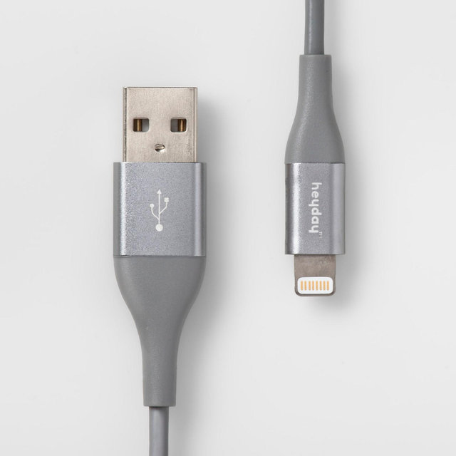 heyday™ 4' Lightning to USB-A Round Cable - Gray/Silver