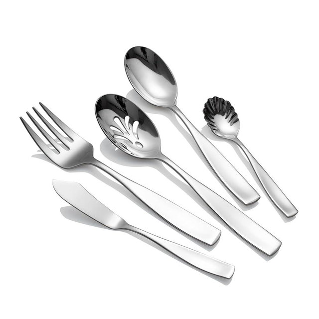 Serving Utensils, CITESANA 5-Piece Stainless Steel Silverware Serving Set Mirror Polished Hostess Flatware for Buffet Kitchen Dishwasher Safe