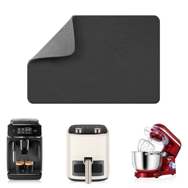 LOPNUR 14"x10" Small Appliance Slider, Appliance Sliders for Kitchen Appliances, 360° Rotating Sliding Tray for Coffee Maker, Heat Resistant Mat Cut to Fit Stand Mixer Air Fryer Microwave, Gray
