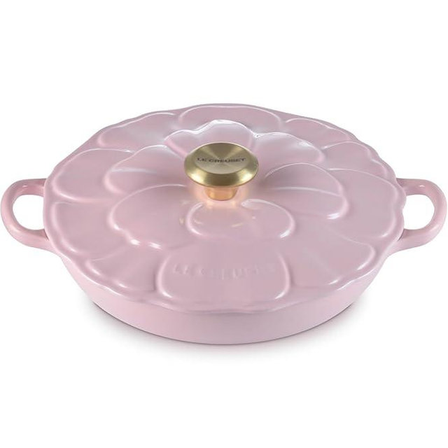 Le Creuset Enameled Cast Iron Signature Petal Braiser, 2.25 qt., Chiffon Pink w/Light Gold Knob