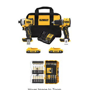 ATOMIC 20V MAX Lithium-Ion Cordless DEWALT Combo Drill Kit (2-Tool) & 1/4 in. Bit Set (30-Piece) w/ (2) 2Ah Batteries, Charger & Bag