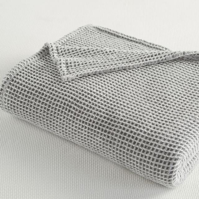 Gray Waffle Weave Blanket, King/Cal. King