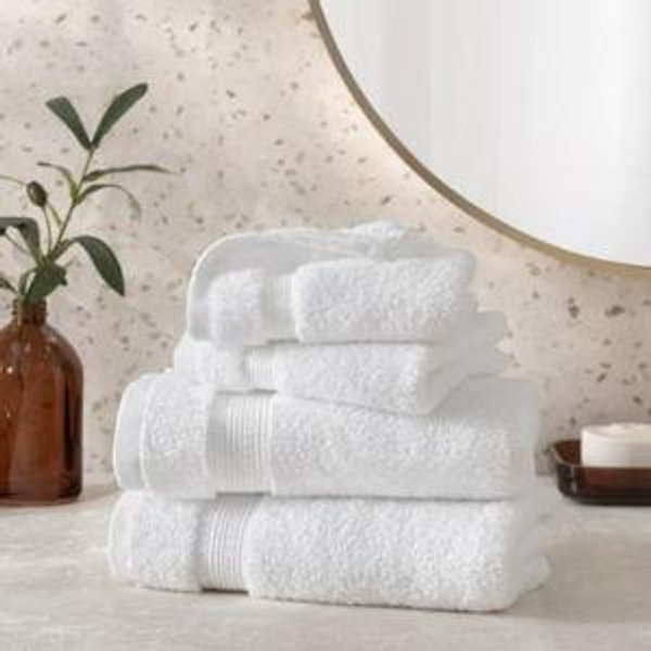 Charisma 100% Hygrocotton Towel Sets (2 Hand Towels, 2 Wash Cloths, White)