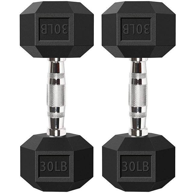 Balelinko Hex Dumbbells Set Free Weight Rubber Coated Cast Iron Hex Black Dumbbell (3lb, 5lb, 8lb, 10lb, 12lb, 15lb, 20lb, 25lb, 30lb, 35lb, 40lb, 50lb, 55lb, 60lb, 65lb, 75lb, 80lb)