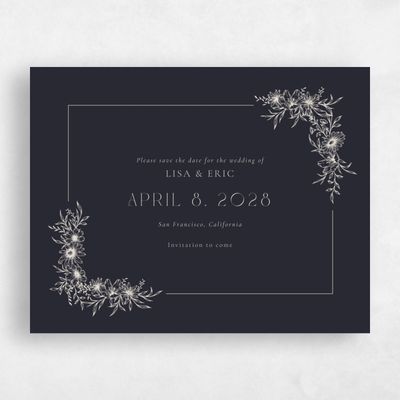 Ebony, Black Wedding Save the Date - Wiosna Landscape
