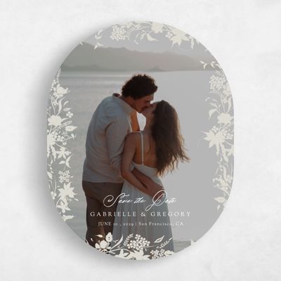 Beige Oval Wedding Save the Date - Erica Photo