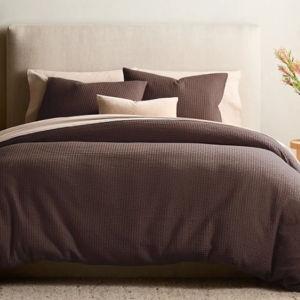 Organic Luxe Honeycomb Duvet Cover Set - Espresso, Full/Queen