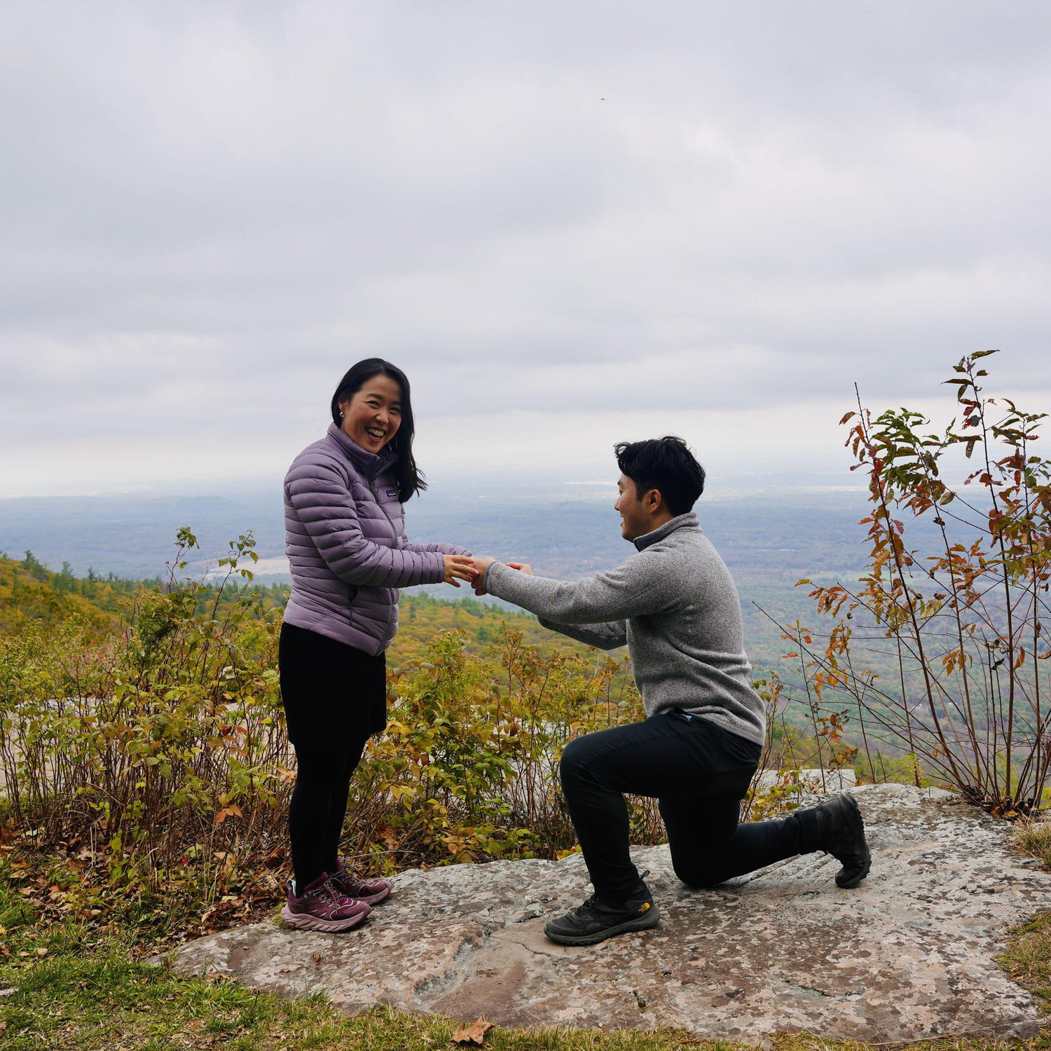 A surprise in the Catskills: Anthony said we were just hiking, but we ended up getting officially engaged at the top of the mountain!